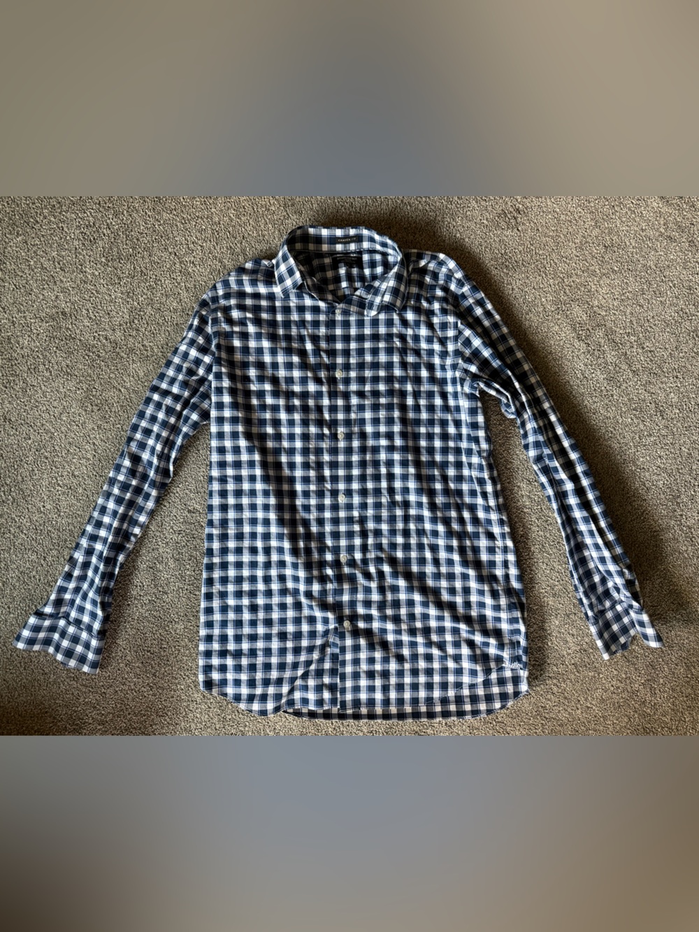 Banana Republic Men’s Camden Fit Non-Iron Dress Shirt Large Tall Blue Checkered